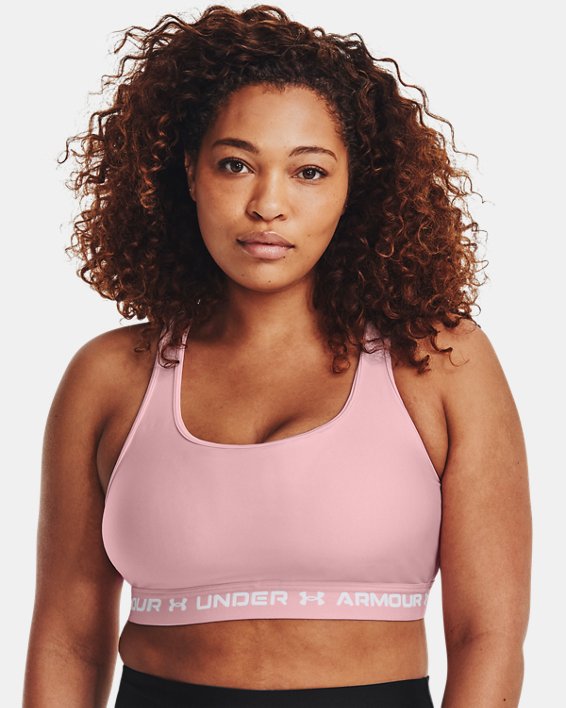Women's Armour® Mid Crossback Sports Bra, Pink, pdpMainDesktop image number 4